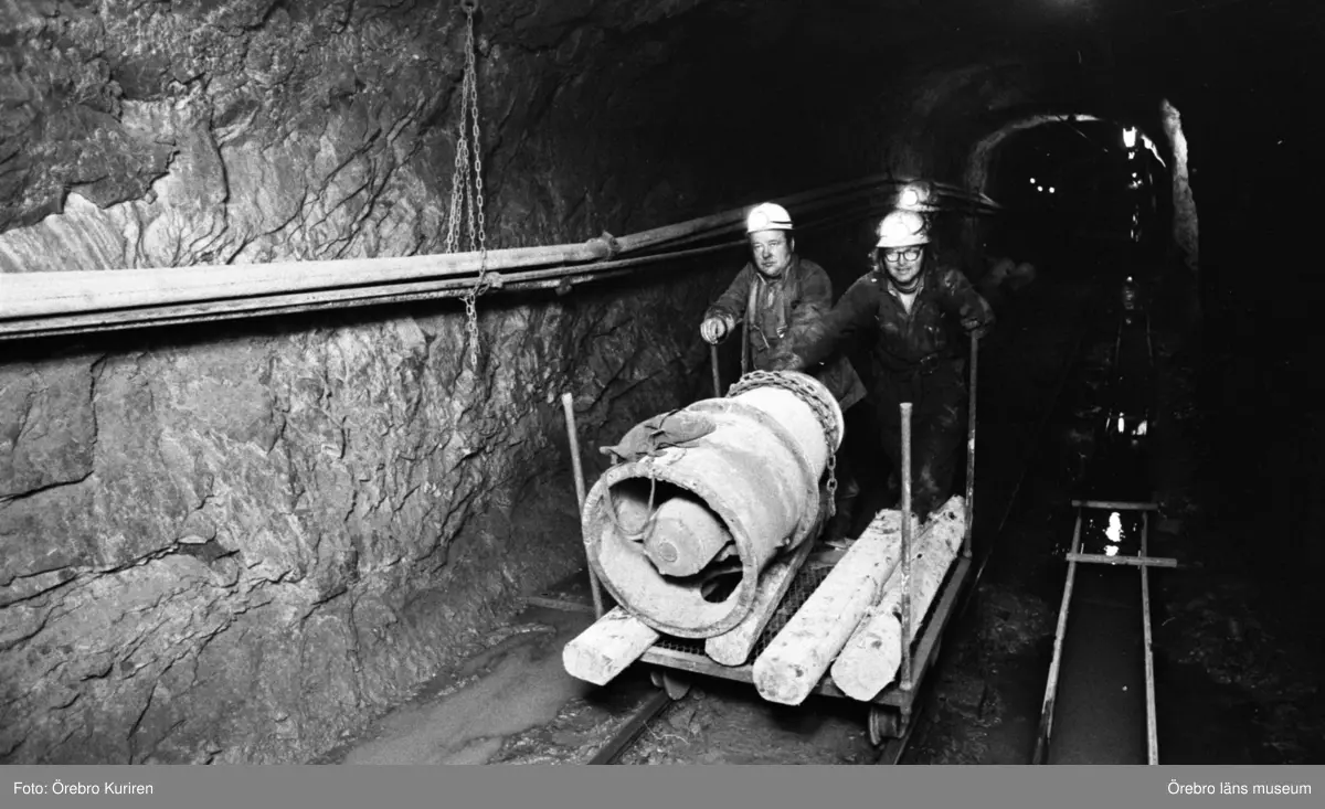 Ställbergs gruva,11 septemberg 1976.
Sigurd Berg och Roland Eriksson.