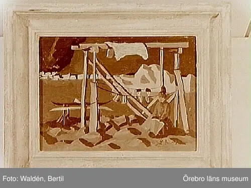 Örebro Läns Museum, Tavelsamlingen.
Norrman, Lars (1915-
Björngalgen i Nugsnak. Olja på duk. 
Inv.nr. 18852.
