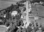 Flygfoto över Laxå, bostadshus.