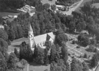 Flygfoto över Hidinge kyrka.
Bilden tagen för jul & nyårskort.