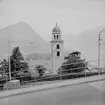 Stadsvy, kyrkobyggnad.
Lugano, Italien.