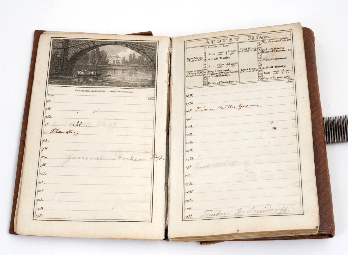 1 engelsk almanakk fra 1815.
Tilhørt Carsten Anker.