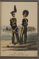 Plansch med uniform för Göta artilleriregemente och Wendes a