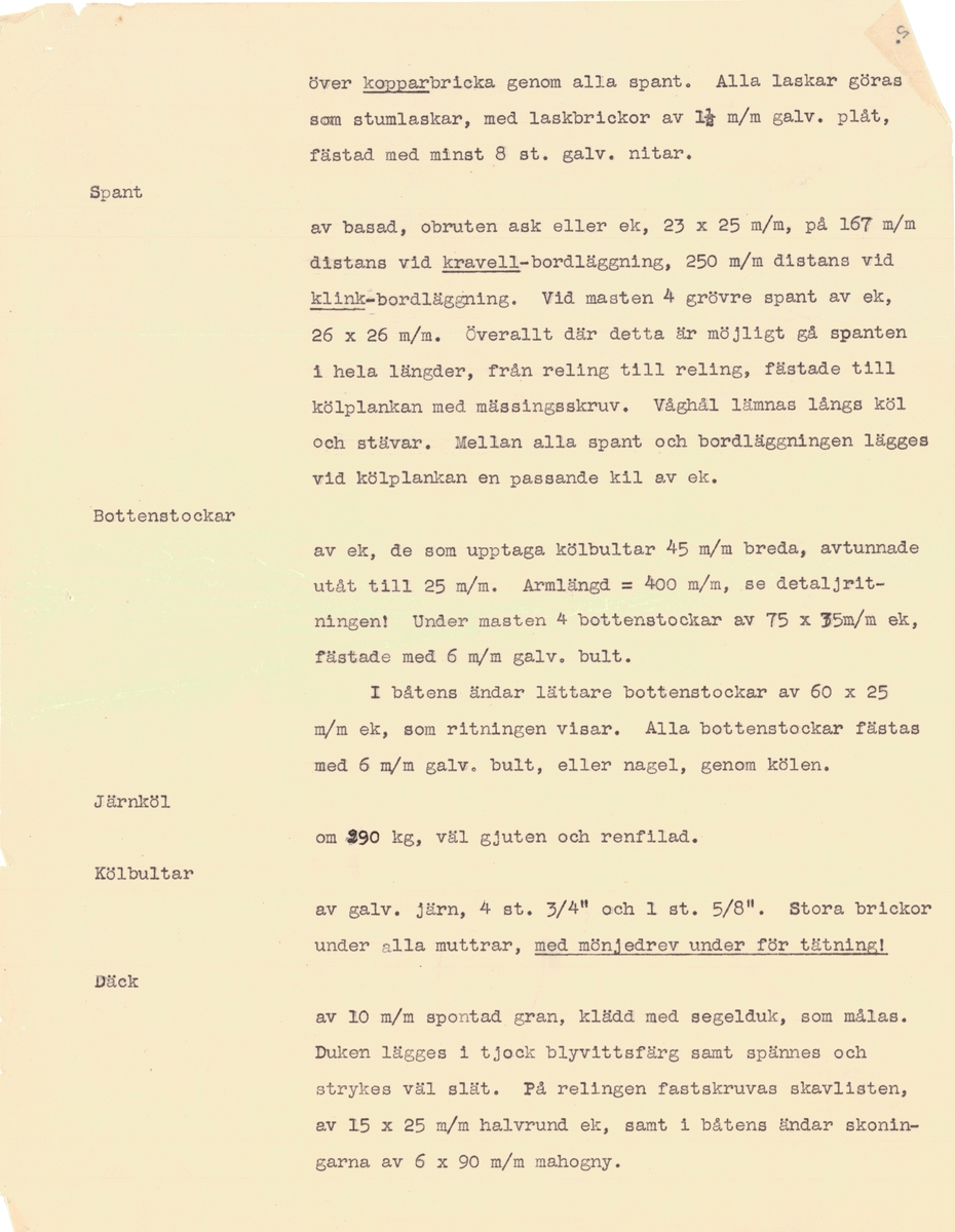 Flertal dokument: Utrustningslista, arbetsbeskrivning samt specifikation för båten (på engelska).

EJDERN, 15 kvm pojkbåt ritad av Erik Salander 1926.