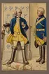 Plansch med uniform för officer och ryttare vid Västgöta kavalleriregemente 1756, ritad av Einar von Strokirch.