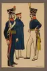 Plansch med uniform för soldat och officer vid Västgöta regemente 1821, ritad av Einar von Strokirch.