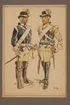 Plansch med uniform för Livregementet till häst, ritad av Einar von Strokirch.