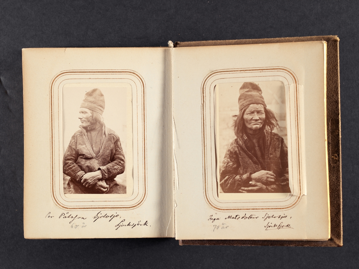 Fotoalbum med porträtt tagna under von Dübens expedition till Lappland, 1868.