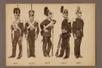 Plansch med uniform för Göta livgarde för åren 1816-1885, ritad av Einar von Strokirch.