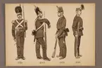 Plansch med uniform för Andra livgrenadjärregementet för åren 1831-1886, ritad av Einar von Strokirch.