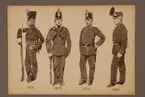 Plansch med uniform för Norr-och Västerbottens fältjägarregementen för åren 1833-1886, ritad av Einar von Strokirch.