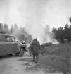 Pyromanbränderna i Kopparberg den 19 juni 1961. Brandsläckning.