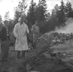 Pyromanbränderna i Kopparberg den 19 juni 1961. Brandsläckning.