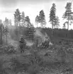 Pyromanbränderna i Kopparberg den 19 juni 1961. Brandsläckning.