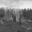 Pyromanbränderna i Kopparberg den 19 juni 1961. Brandsläckning.