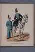 Plansch i färgtryck med uniform för Fortifikationen och Trängen. Ingår i boken Svenska arméns och flottans uniformer, utgiven av P.B Eklund 1891.