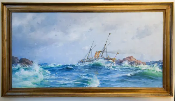 Chefsfartyget i storm å Västkusten [Fartygsporträtt]