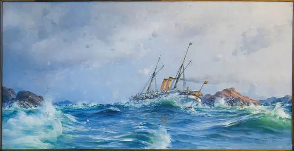 Chefsfartyget i storm å Västkusten [Fartygsporträtt]