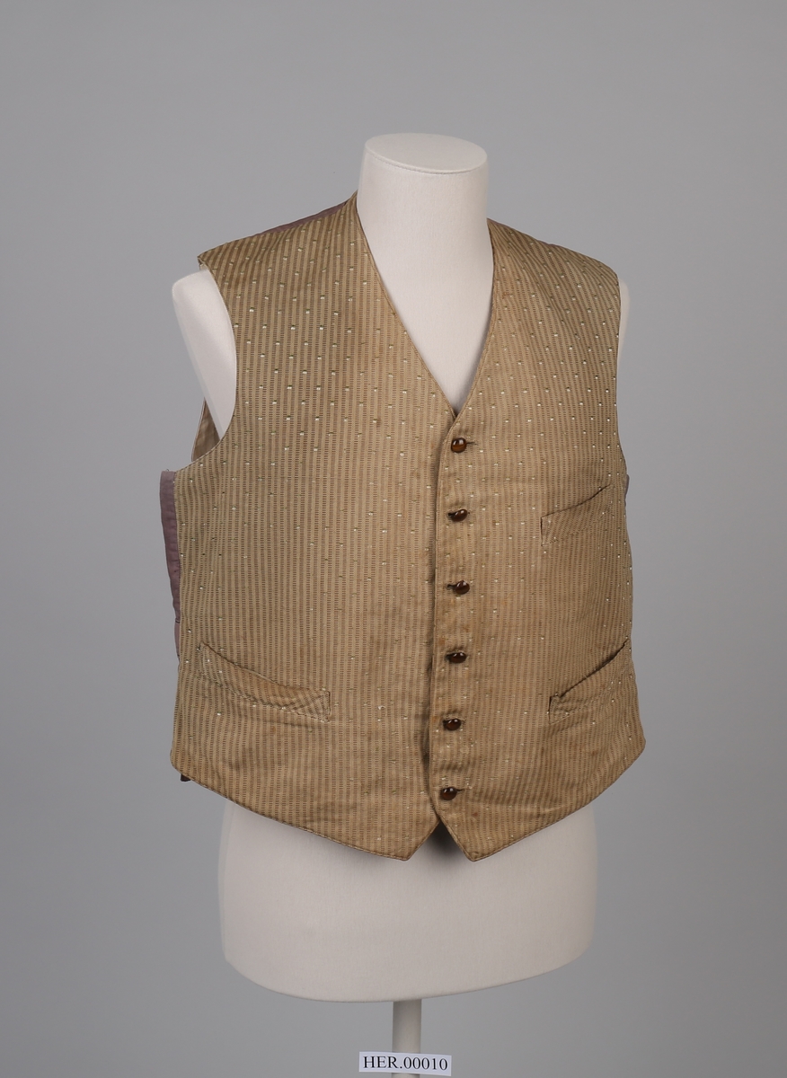 Herrevest med striper og spetter og beige for