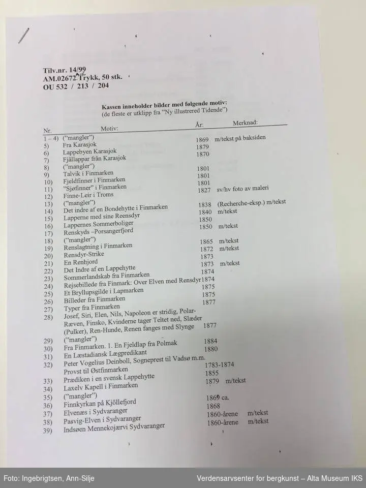 Hovedsakelig fra Troms og Finnmark (Jfr. vedlagt liste)