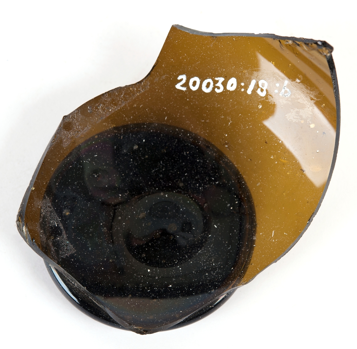 Fragment, hals och stämpel.
Avbildar motiv under krona.  Stämpelkuddens diam. 50 mm.