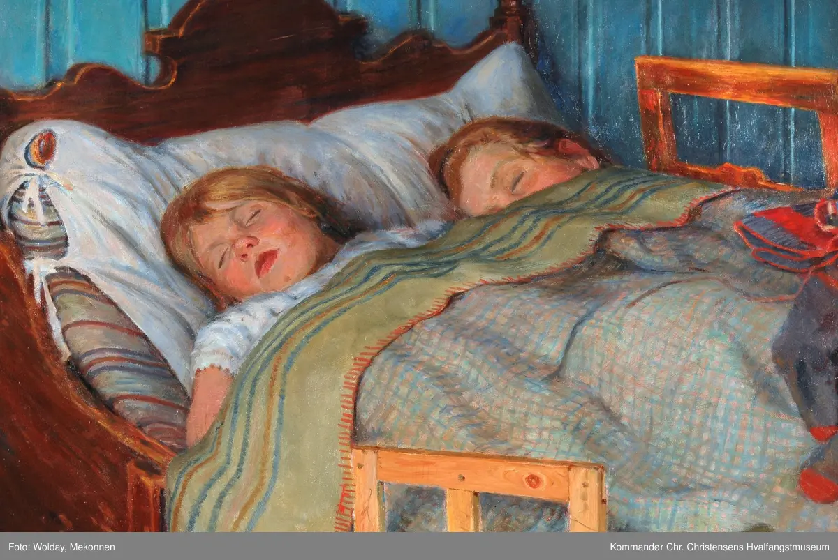 To sovende barn.
To sovende på rammen.