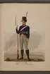 Plansch med uniform för Älvsborgs regemente, ritad av Frederic Eben i boken The Swedish Army, utgiven 1808.