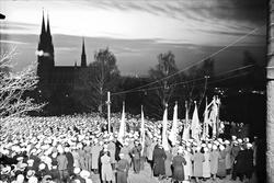 Valborgsmässofirande, Slottsbacken, Uppsala 1947