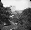 Skioptikonbild med motiv av torn i stadsmuren, Hornberg.
Bilden har förvarats i kartong märkt: Resan 1908. Donaueschingen 3. Hornberg 4.