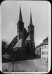 Skioptikonbild med motiv av tryckt bild, vykort, av Evangelische pfarrkirche.
Bilden har förvarats i kartong märkt: Resan 1908. Wimpfen 8. XXIV. Text på bild: 