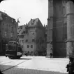 Skioptikonbild med motiv av spårvagn i Nürnberg, 1901.
Bilden har förvarats i kartong märkt: Nürnberg. I. Text på bild: 