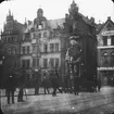 Skioptikonbild med motiv av Rolandstatyn i Bremen.
Bilden har förvarats i kartong märkt: Resan 1904. Bremen II.