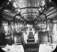 Skioptikonbild . Matsalsvagnen på järnvägen  Penna (?) Limited.
Text: Dining car on Penna (otydlig text) Limited. nr 9693 P.R.R.Views
(Kan vara Pennsylvania Limited, Pennsylvania Railroad, USA.)