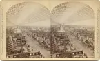 Stereobild med motiv av maskinhallen i Världsutställningen i Philadelphia 1876.