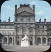 Kolorerad skioptikonbild med motiv av Louvren i Paris.