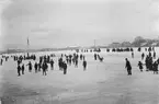 Skridskobana på isen i Ystad hamn, 1905. Bild från tidskriften Hemmets bildmaterial.