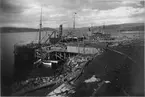 Hamnen i Kirkenes, Norge. Fotografiet ingår i ett album från AB de Lavals Ångturbin, 1909. 