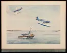 Plansch efter akvarell med motiv av glidflygplan. Brittska troféteamet för Schneider glidflygplan.