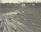 Boxholms Järnverk. Sågdammen och brädgården omkring 1918.