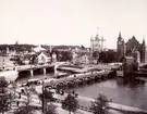 Konst- och Industriutställningen i Stockholm 1897, totalvy från Strandvägen mot Skansen.