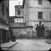 Skioptikonbild med motiv från Regensburg.
Bilden har förvarats i kartong märkt: Resan 1906 Regensburg.