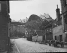 Skioptikonbild med motiv av gata som leder till slottet Altenburg i Bamberg?
Bilden har förvarats i kartong märkt: Resan 1906. Bamberg 8.