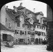 Skioptikonbild med motiv från Meersburg.
Bilden har förvarats i kartong märkt: Resan 1906. Meersburg 8.