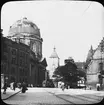 Skioptikonbild med motiv av kyrkan S:t Elisabeth i Nürnberg.
Bilden har förvarats i kartong märkt: Vårresan 1910 Nürnberg 9. XV.