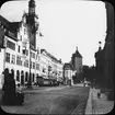 Skioptikonbild med motiv från Schaffhausen Obertor sett från Bahnhofstrasse.