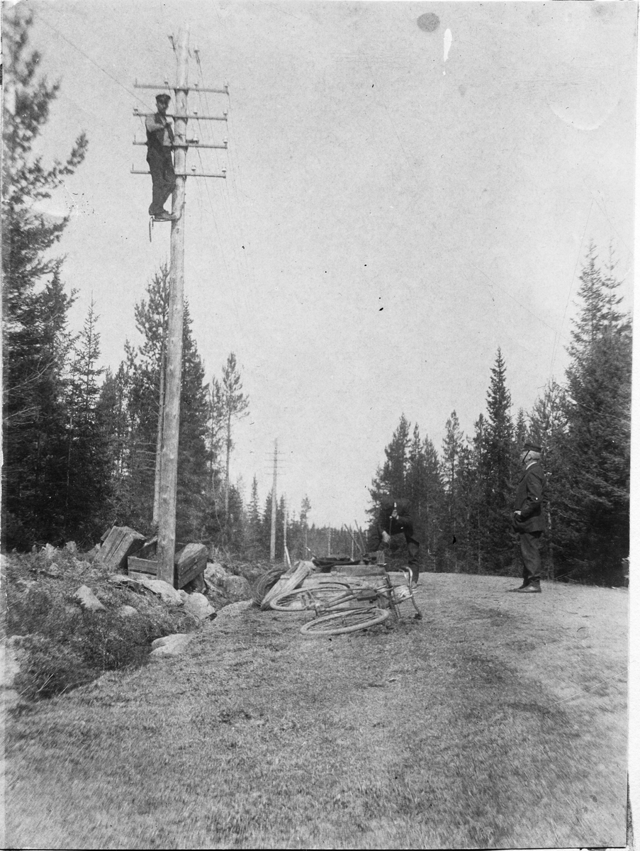 Linjearbete i Norrbotten. Börjeslandet - Råneå, 1918.