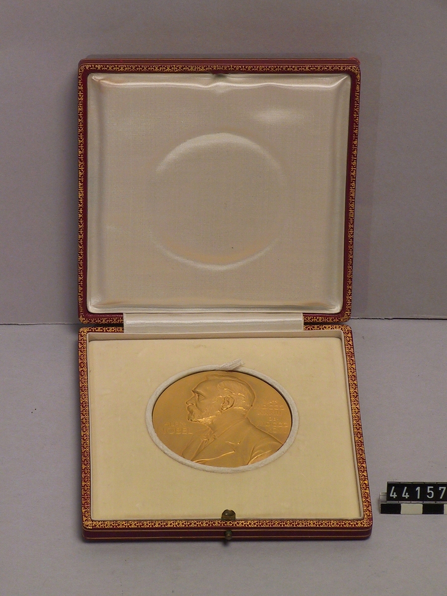 Nobelmedalj tillägnad Gustaf Dalén 1912. Med tillhörande diplom, undertecknat av ordföranden för Kungl Svenska Vetenskapsakademien H G Söderbaum.