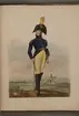 Plansch med uniform för Fortifikationen, ritad av Frederic Eben i boken The Swedish Army, utgiven 1808.