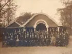 Brandkårens 25 års jubileum 26-5-1922, övre raden från vänster, 1 Brandman Georg Nilsson, 2 Brandmästare ?, 3 ? Erik Nilsson, 4 ? Bengt Håkansson, 5 ? 6, 7 ? Nykvist, 8 Byggm Johan Hallengren, 9 Redaktör Lars Ohlsson, 10 Stadsfiskal Axel Johnsson, 11 Redaktör Seth Nordgren, 12, 13 Poliskonstapel Carlsson, 14 Färjevakt Gert Andersson, 15 Gummiarb. Nils Hansson, mittersta från vänster, 1 Gottfrid Andersson, 2 Handl. Petter ?, 3 Plåtslagare Johan Svensson, 4 ? Johansson, 5 Brandförman Gottfrid Nilsson ?, 6 Brandman Edvin ?, 7 Brandförman Berggren, 8 ?, 9, 10 Stadskamrer Ernst Hansson, 11 Kamrer Hjalmar Mörck, 12, 13 ?, 14 Hamnvaktmästare Dahl, Kontorist Helmer Molin, 16 ?, 17 ?, 18 Kamrer Bror Nilsson, 19 Kamrer ?, 20 ?, 21?, 22 Gummiarb ?, 23 Poliskonst. Carl A Björk, 24 ? Borgström, 25 ?, 26 Brandman Jarl Carlsson, 27 Fabr.arb. Gert Magnusson, Redaktör Curt Palmquist, nedre raden från vänster, 1 vulkanisör Bror Roth, 2 Målare John Rosvall, 3 Stadsombudsman Axel Wästman, 4 Glasmästare  . Svensson, 5 journalist Österdal, 6 Byggmästare Rud Helgesson, 7 Nils Olsson, 8 Skräddarmästare E G Lindqvist, 9 Brandchef Alb. Jönsson, 10 Bankkassör Adolf ?, 11,12, 13 Bankdirektör Nils Andersson, 14 Grosshandl. Gust Ekelund, 15 Majoren Willi Malmros, 16 Handl. Karl Ask, 17 Folkskollärare Nils Bokander ?, 18 Folkskollärare Joh. Rosén, 19 Urmak.mäst Edv. Svensson, 20 Byggnadsrit And Persson, 21, 22 Kapten Bengt Francke, ? Uteglömd, mellan Karl Ask och N Bokander sitter rådman Torsten Ljungbeck. neg 8124.