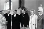 Prostvisitation i Slöta. Från vänster: Corine Källermark, Nils Borg, Erik Skagerfors, Gösta Karlsson, Svea Karlsson, Erland Larsson.
